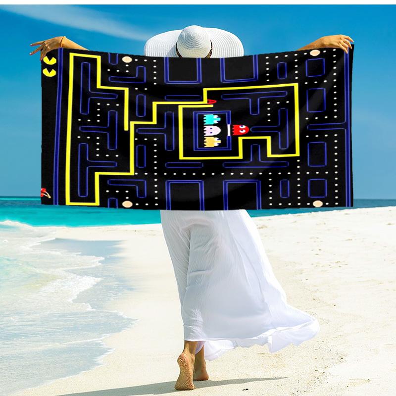 1pc Pacman Maze Adventure beach towel,quick drying absorbent beach towel,outdoor sports swimming beach towel,Soft and comfortable Y73058