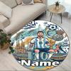 Custom Name Personalized Leo Messi Print Round Rug, Versatile Home Decor Carpet, for Playroom, Apartment, Balcony, Entryway, Hallway Gift