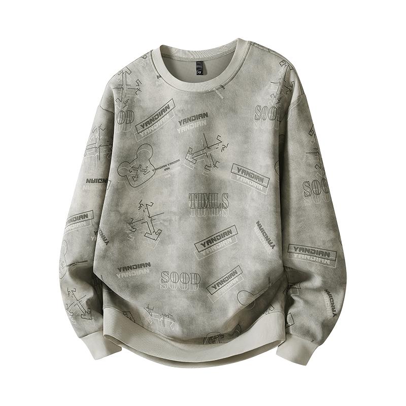 

Свитшот с круглым вырезом, базовый лонгслив, свободный, с принтом, с длинным рукавом, повседневный топ L зелёный