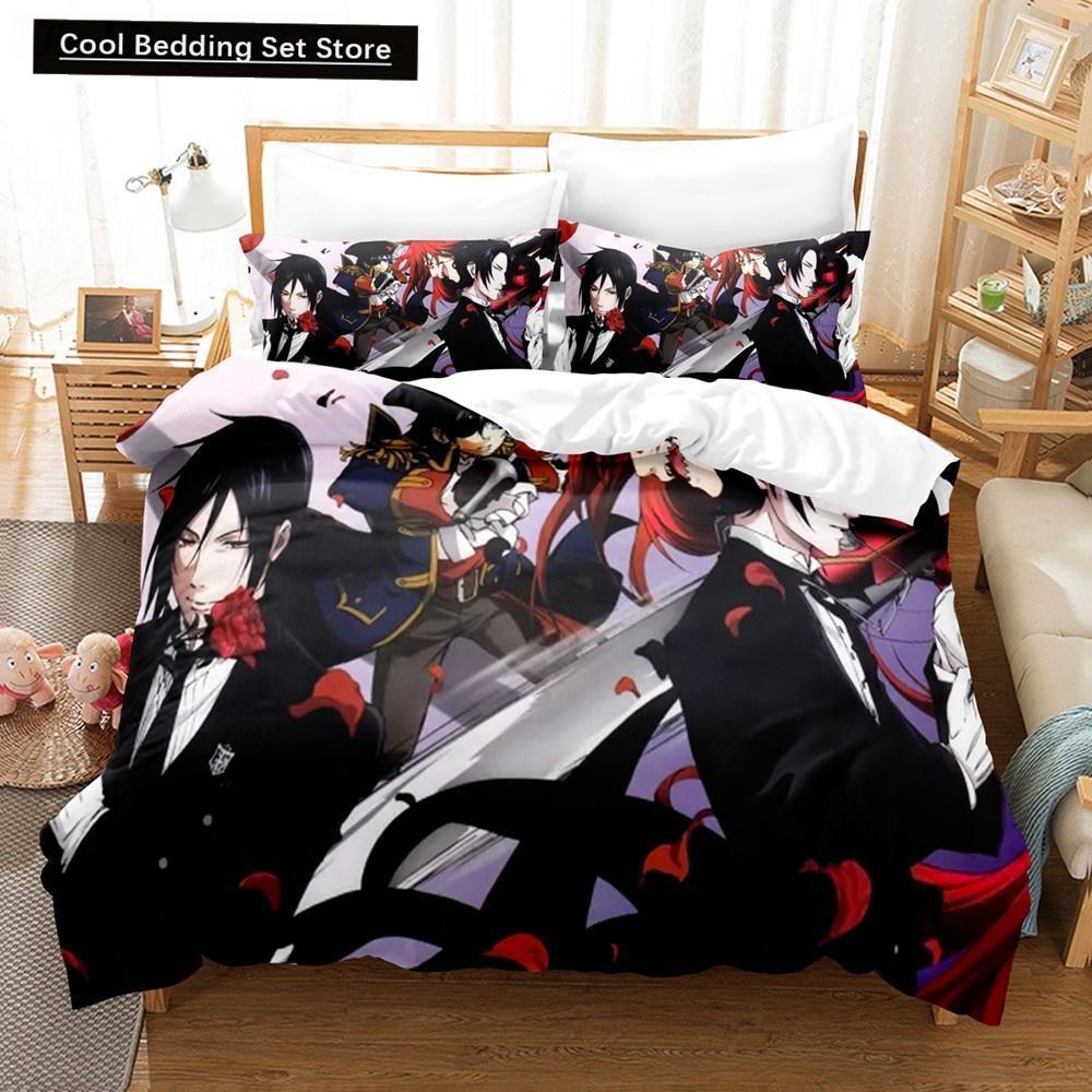 Nou Anime Black Butler Lenjerie de pat Cool Sebastian Ciel Dakimakura Set lenjerie de pat Adult Husă de pat dublu Husă de pat din microfibră