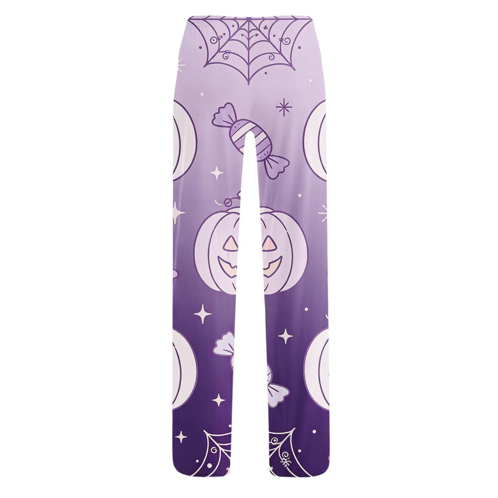 Women's Halloween Print Loose Fit Pajama Pants for Home and Casual Wear