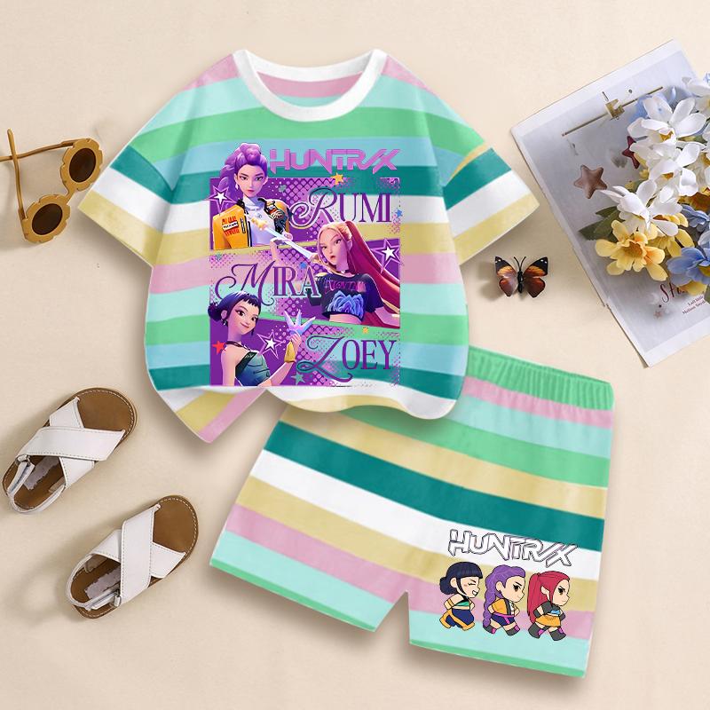 KPop Vânători de Demoni Copii Set Mânecă Scurtă Pantaloni Scurți Modă Vară Haine Copil Băiat Bebeluş Bumbac Tricou Pantaloni Ținute Fată Treninguri