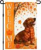Thanksgiving Fall Garden Ag 12x18 Inch Welcome Dachshund Outdoor Ag Double Sided Autumn Yard Banner with Dog and Maple L SSL