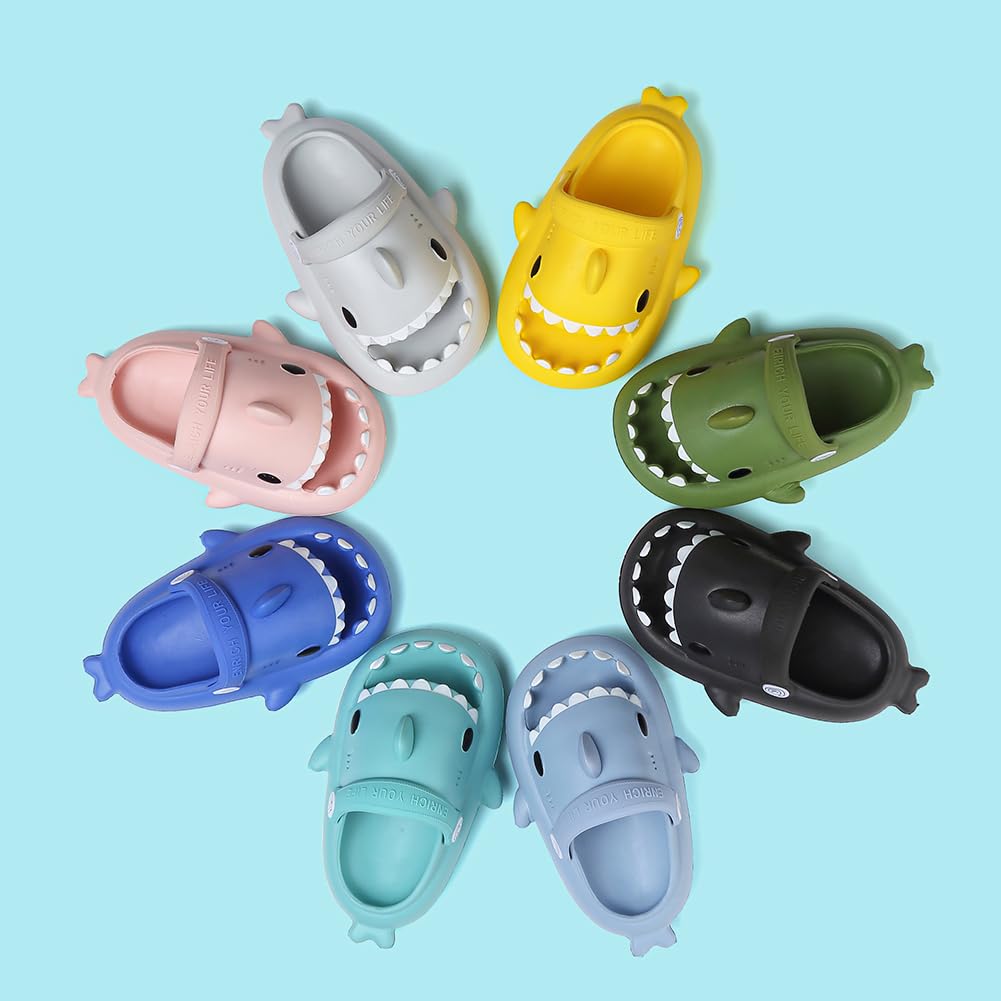 Fashion SmilePoP Kids Shark Slides Sandals Summer Slip-On Sandals Shower Beach Pool Anti-slip Slippers for Kids Girls ThickSole Slippers