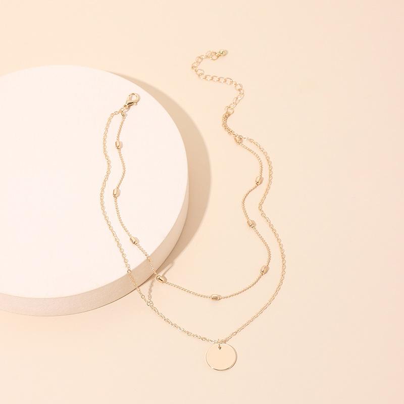 ins popular jewelry, multi-layer personalized sequins stacked necklace, fashionable and simple layered collarbone chain