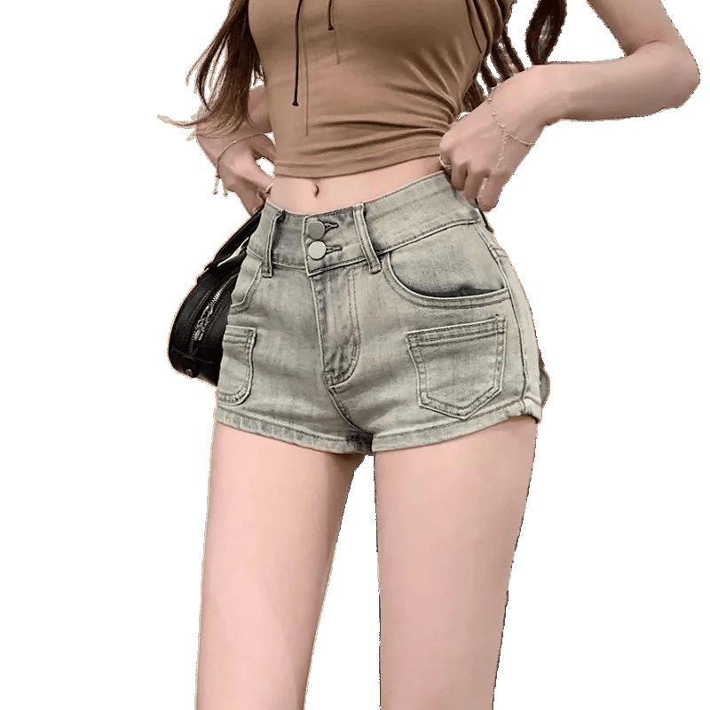 Women's Summer 2025 Retro Low-Rise Denim Shorts: Versatile A-Line Super Short Hot Pants