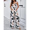 Jumpsuit Women Casual Button Vacation Long Jumpsuits Loose Wide Leg Romper Print Overalls Summer Youthful Woman Clothes