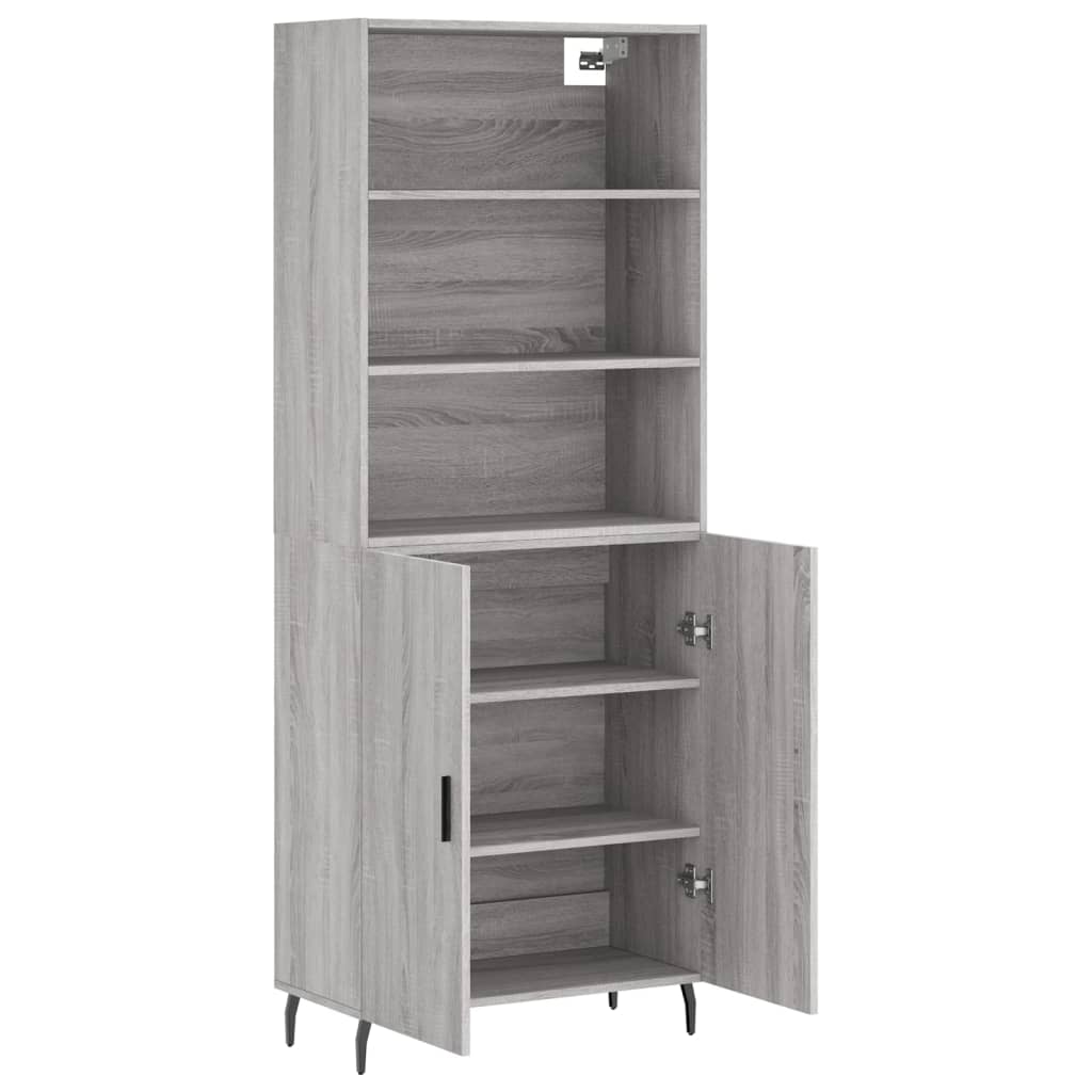 Vidaxl Witrynka Szary Dąb Sonoma 69,5X34X180Cm Materiał Drewnopochodny