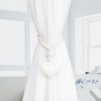 Sujeciones de Cortina Nudo de Cuerda Trenzada Modernas Abrazaderas con Colgante de Corazón Juego de 2 Sujetapuertas Rústicos Decoraciones de Interior X3UC
