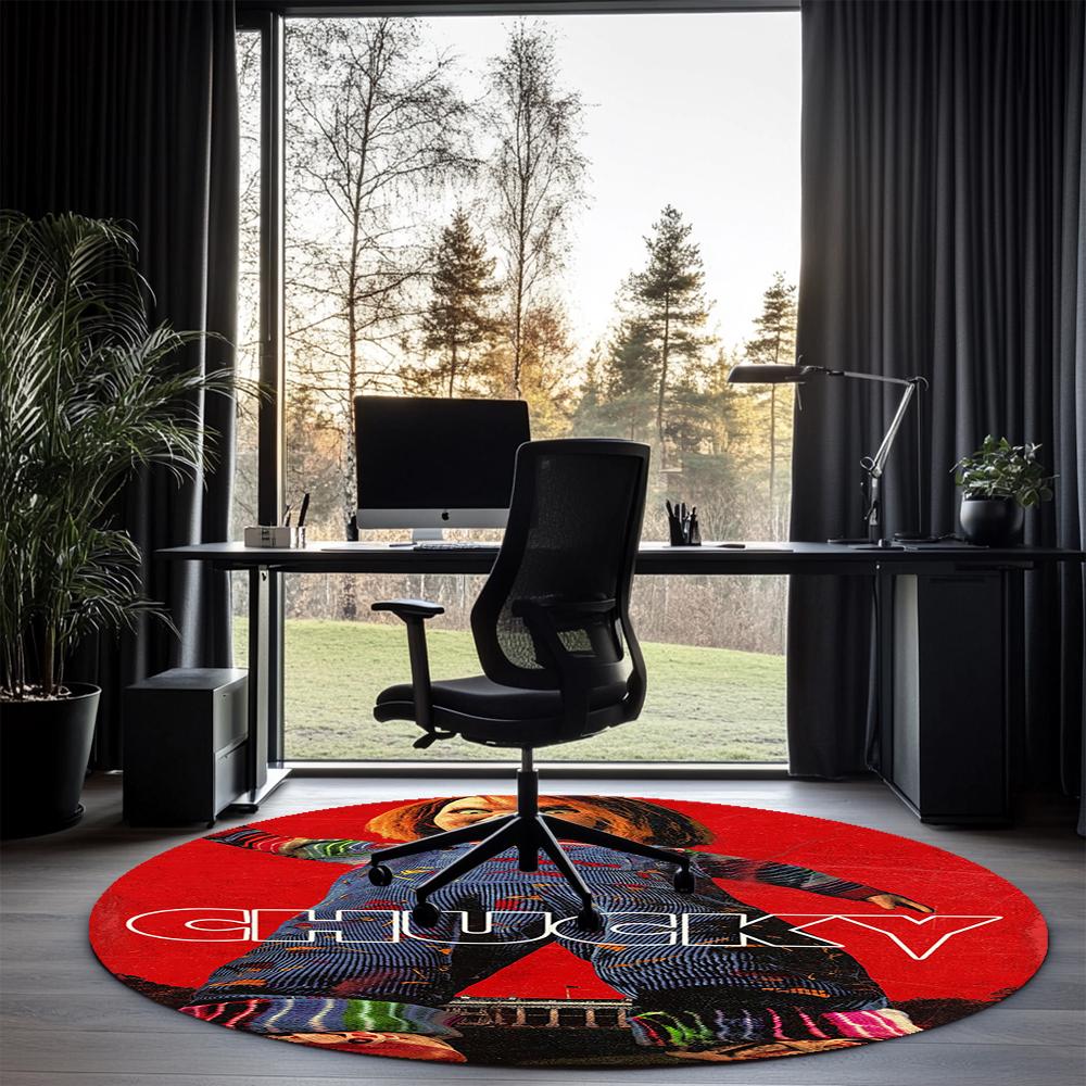 Chucky Printed Round Rug Carpet Chair Rug Area Rug Entryway Doormats,for Office Chair Living Room Bedroom Kitchen Room.