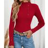Women's Casual Solid Color Slim Button Knit Sweater Long Sleeved Base Sweater Sweater
