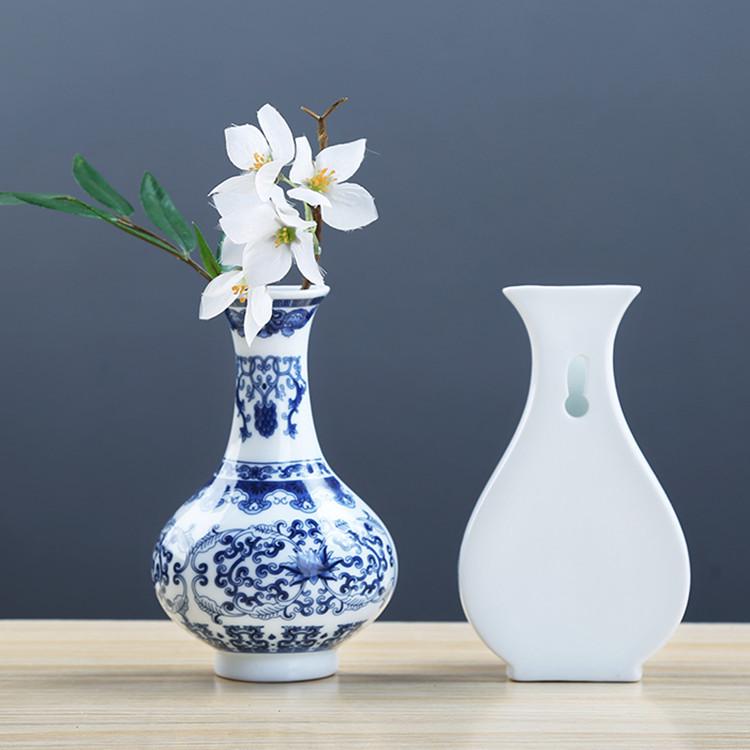 Blue and White Porcelain Chinese Zen Wall Vase - Ceramic Hanging Ornament for Office or Home Decor