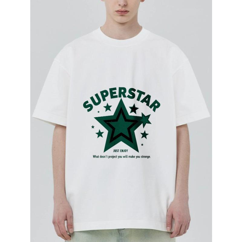 Superstar Graphic T Shirt Black Star Print And Text Casual Wear For Men And Women