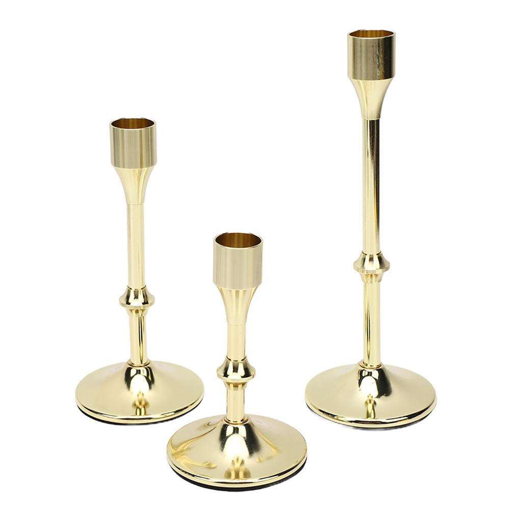 3 Pcs Candlestick Holder Steel Vintage Tall Metal Taper Candle Holders with Round Base for Table Wedding Housewarming