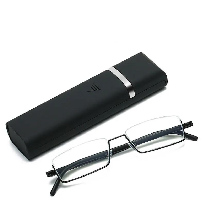 New Fashion Half Frame Presbyopia Glasses Blue Light Blocking for Men Women Portable with Case