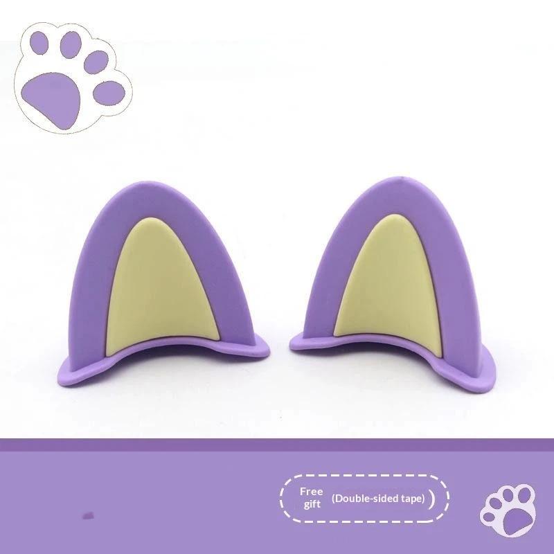 Soft ABS Bear Ear Helmet Decorations 1 Pair Adorable Appearance Easy to Install for Outdoor Riding Sports Helmets