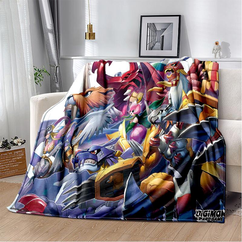 Cartoon Digimon Adventure Monster Soft Plush Blanket,Flannel Blanket Throw Blanket for Living Room Bedroom Bed Sofa Cover Child