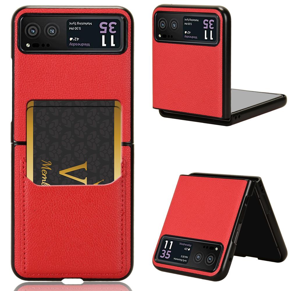 

For Motorola Razr 40 5G PU Leather+PC Card Slot Cover Litchi Texture Shockproof Phone Case Red
