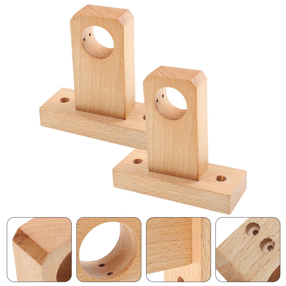 

2 Pcs Natural Wood Curtain Rod Bracket Holders Sturdy Wall Mounted Support Hooks For Window Door Rods Home Decorative