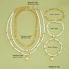iF ME Set da 6 Pezzi Collana con Ciondoli Stella Marina e Conchiglia Perline di Riso Braccialetti Bohemian Elegante Set di Gioielli Colore Oro Bianco Accessori per le Feste