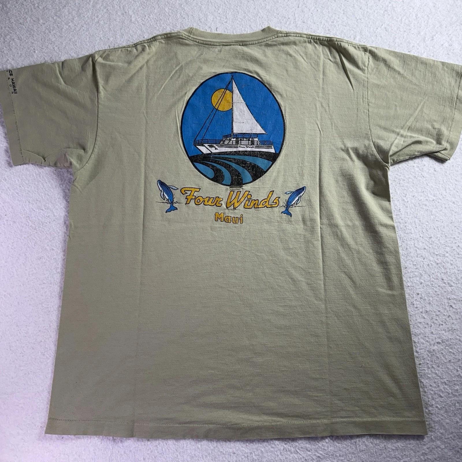 Vintage Rare Lahaina Maui Four Winds Sail Save The Whales Greenpeace T-Shirt XL 2XL