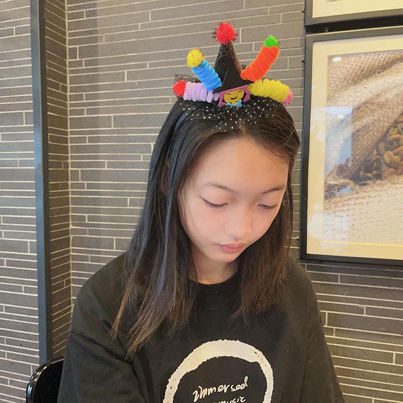 Evropský a americký halloweenský klobouk z dýně a tmavá čelenka s lebkou, sponka do vlasů pro dětské fotografie