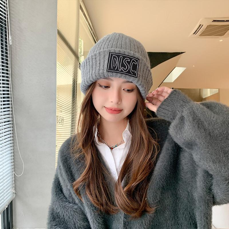 

Autumn and winter retro patch wool knitted hat new face small men s personality versatile cold hat children Adult average size темно-сірий