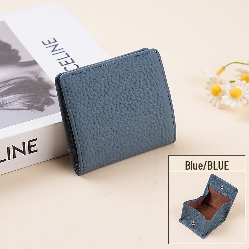 Women's Mini Coin Purse: Japanese Style Genuine Cowhide Leather with Lychee Pattern.