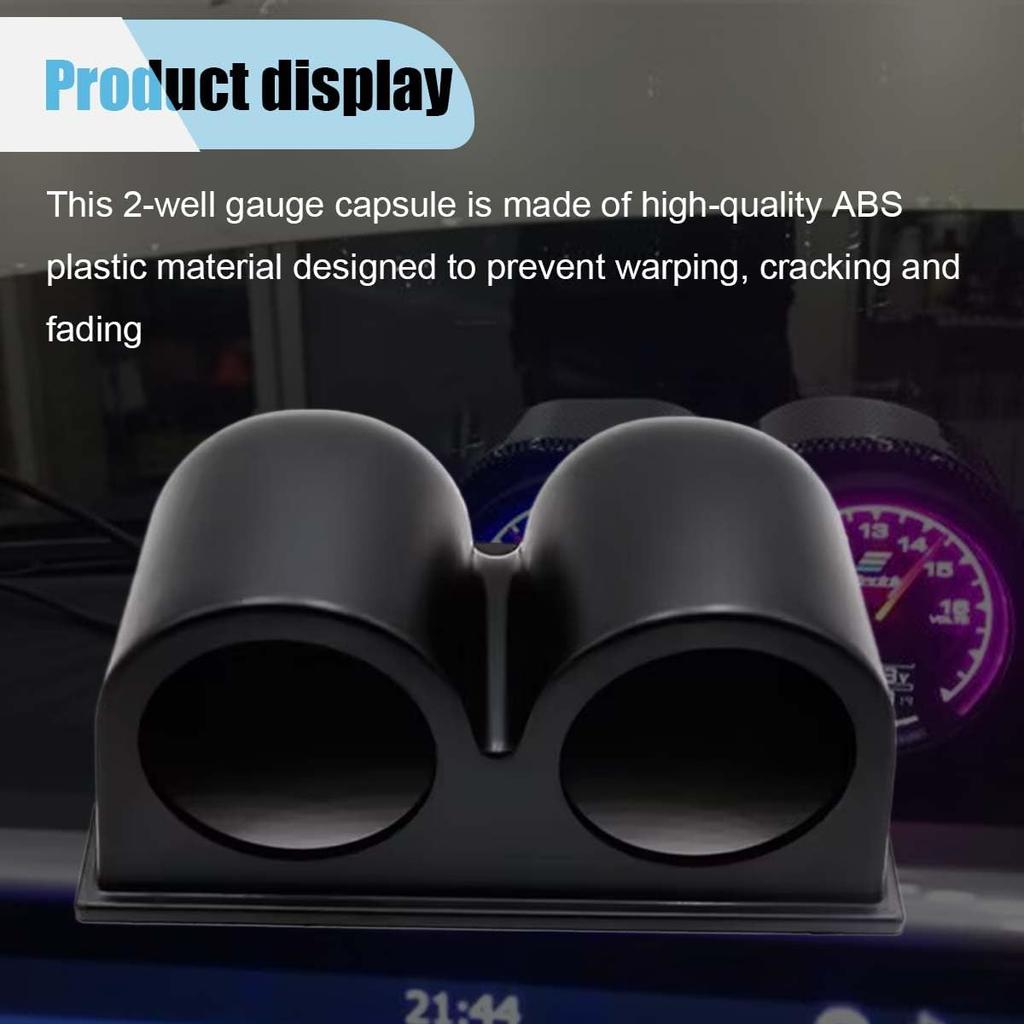 Universal Black 2" 52Mm Dual Hole Gauge Dashboard Pod, ABS Plastic Car Dash Meter Cup Gauge Pod Mount Holder, Fit Most Cars, Trucks, Boats(Two Hole)