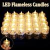2pcs Flameless LED Light Candles Crystal Candle Transparent Electronic Night Lamp for Wedding Valentine's Day Party Decor