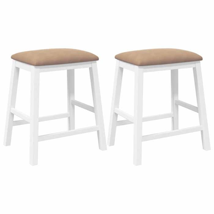 VidaXL Bar Chairs with Cushions 2 Pcs White Solid Rubberwood, Chair, Kitchen Bar Stool, Chair of 4102583