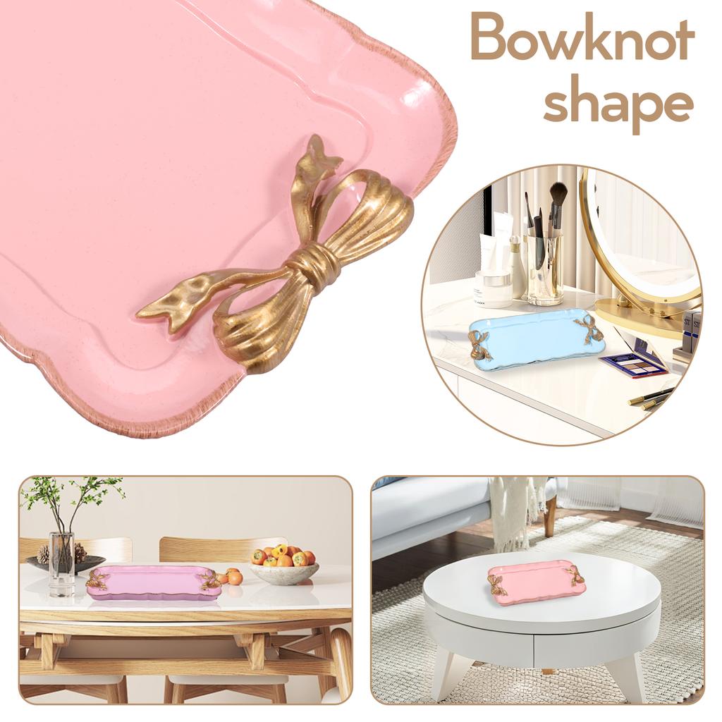3 Pcs Resin Decorative Tray Bow Jewelry Tray Dessert and Cake Storage Trays Vintage Necklaces Earrings Display Plate for Women