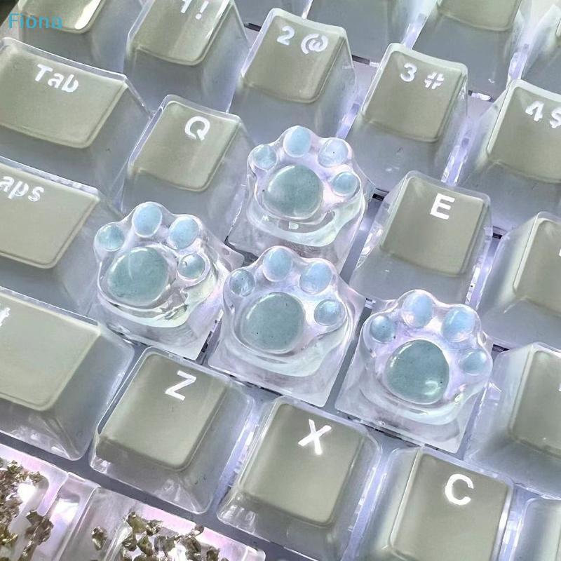 Cute Cat Paw Keycaps - Transparent Resin Custom Keycaps for Mechanical Keyboard (Glowing & Aesthetic Design)