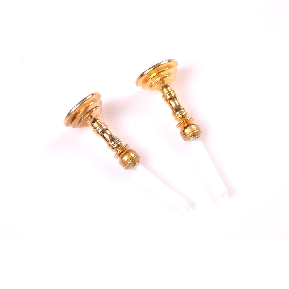 1  Pair Of 1:12 Dollhouse Miniature Candlesticks White Candles