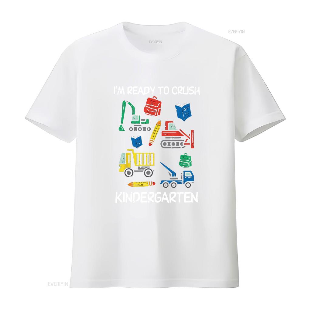 Construction Trucks Im Ready To Crush Kindergarten Boys Kids T Shirt Vintage Washed Graphic Comfortable Stretched Slightly