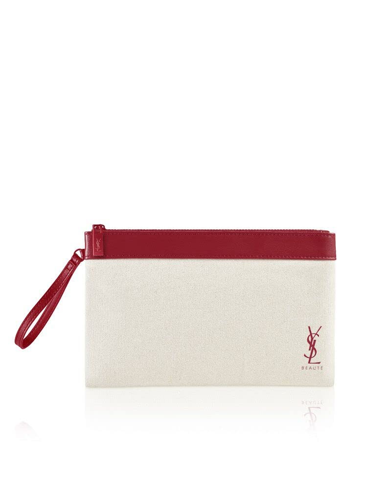 Yves Saint Laurent Logo Cotton Pouch In Red