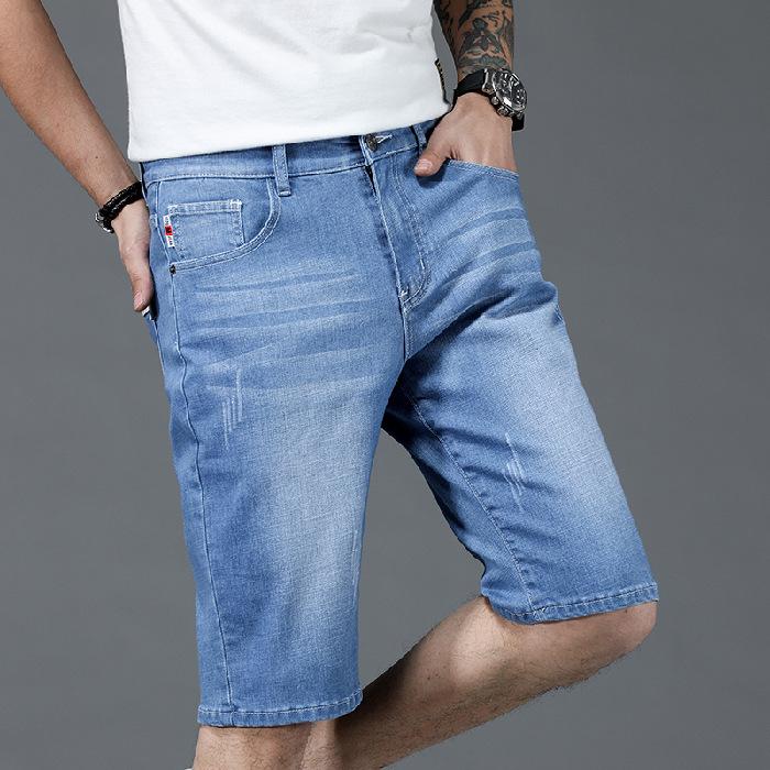 2022 summer new denim mid-shorts men's quarter pants summer thin loose stretch mid-pants men's Korean style trend