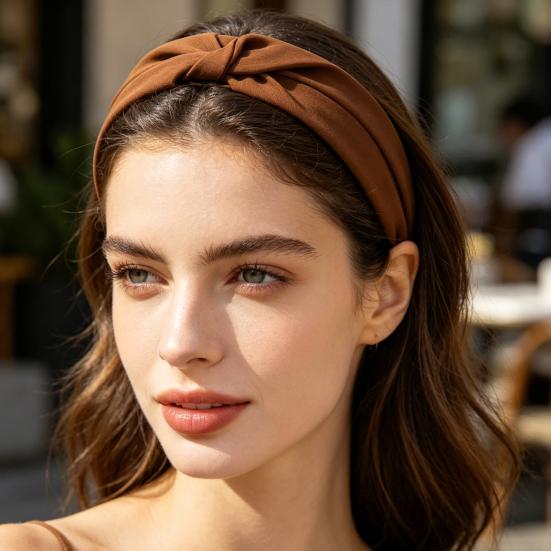 Women Headband Twist Knotted Design Anti-Slip Design Comfortable Fit Wide-Brimmed Hair Hoop Hair Accessory