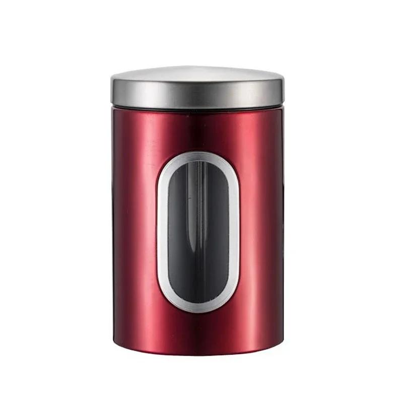 Coffee Bean Storage Jar Stainless Steel Tea-leaf Candy Food Sealed Storage Container with Transparent Window Kitchen Sealed Jar