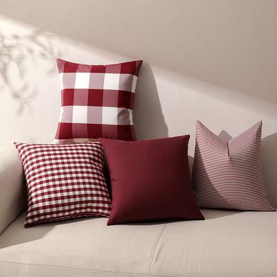 Pastoral Red Large and Small Plaid Pillowcases Simple Pinstripe Plain Pillowcases Pillow Waist Pillowcases Without Core