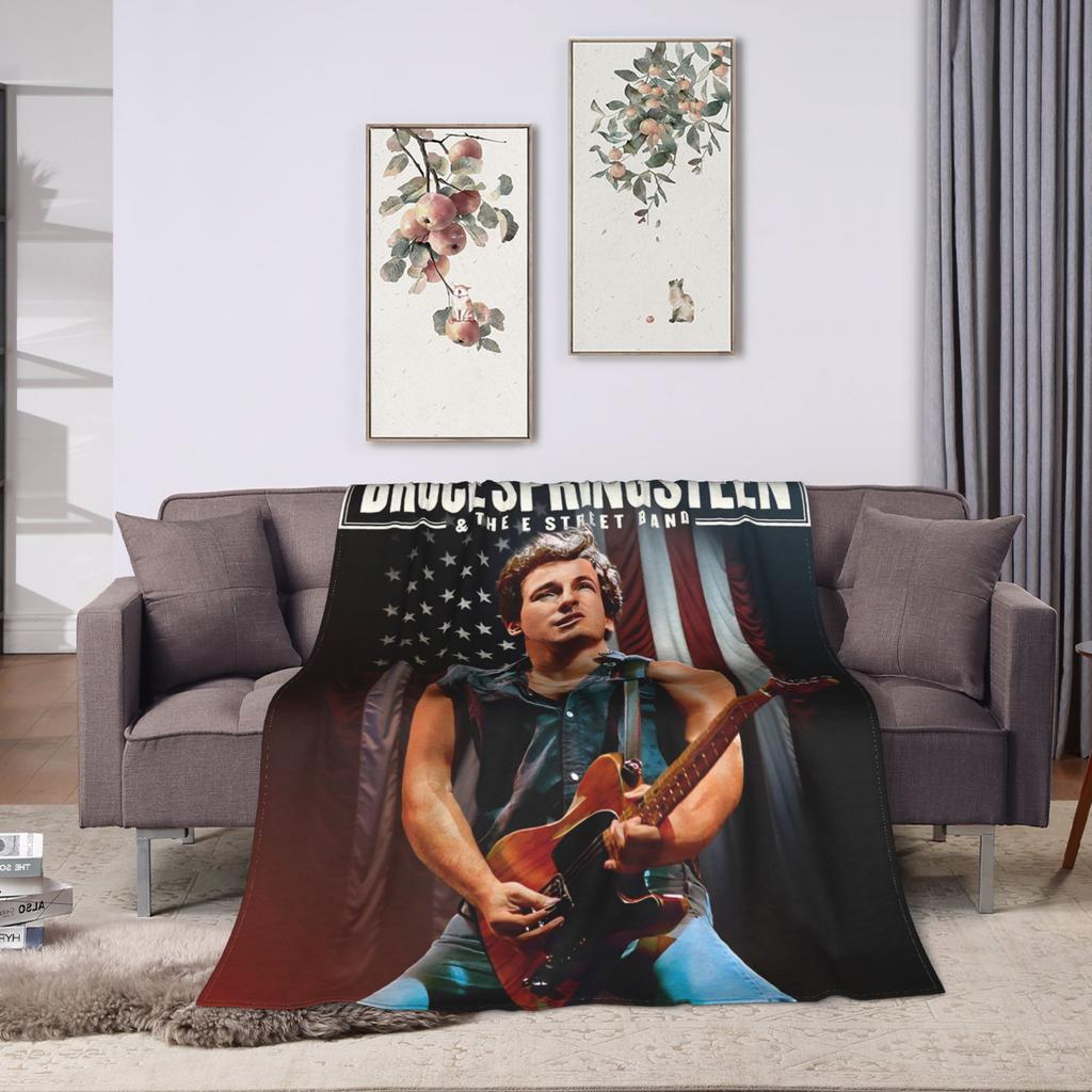 Bruceed Springsteened Concert Tour Flannel Blankets Warm Throw Blanket for Living Room Picnic Funny Bedspread Sofa Bed Cover
