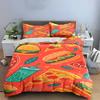 Fast Food Pattern: Pizza, Burgers & Drinks Bedding Set (1 Duvet Cover, 2 Pillowcases, Duvet Not Included) Sofas