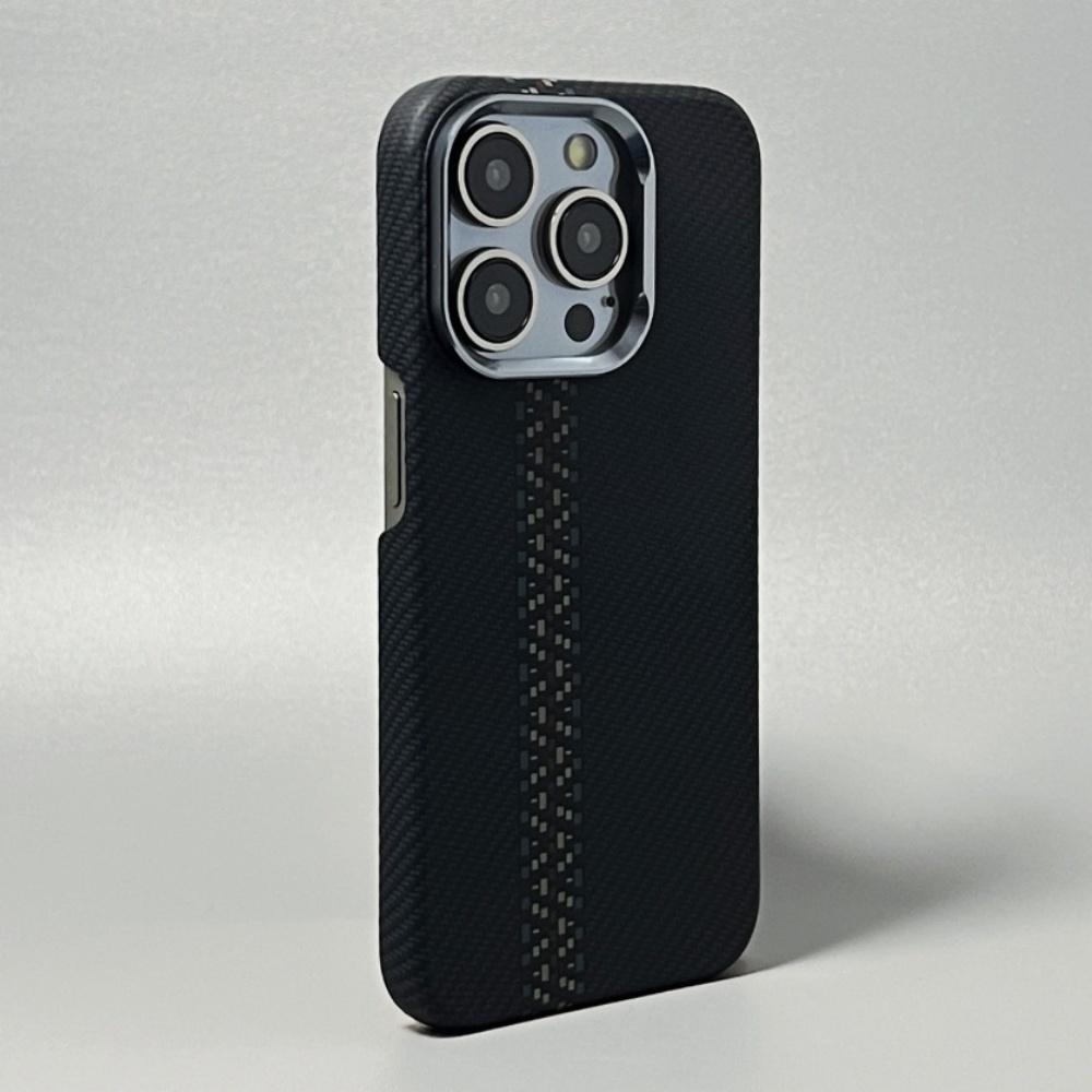 Textura Magnética de Kevlar Fibra de Alta Calidad Para Funda Magsafe Para iPhone 17 16 15 14 13 Pro Max Marco Metálico para Lente Cubierta a Prueba de Golpes