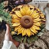 2D Flat Aluminum Sunflower Pattern Wall Hanging, 7.87 Inches X 7.87 Inches, Country Style, Suitable for Gardens, Farmhouses, Cafes, Living Rooms