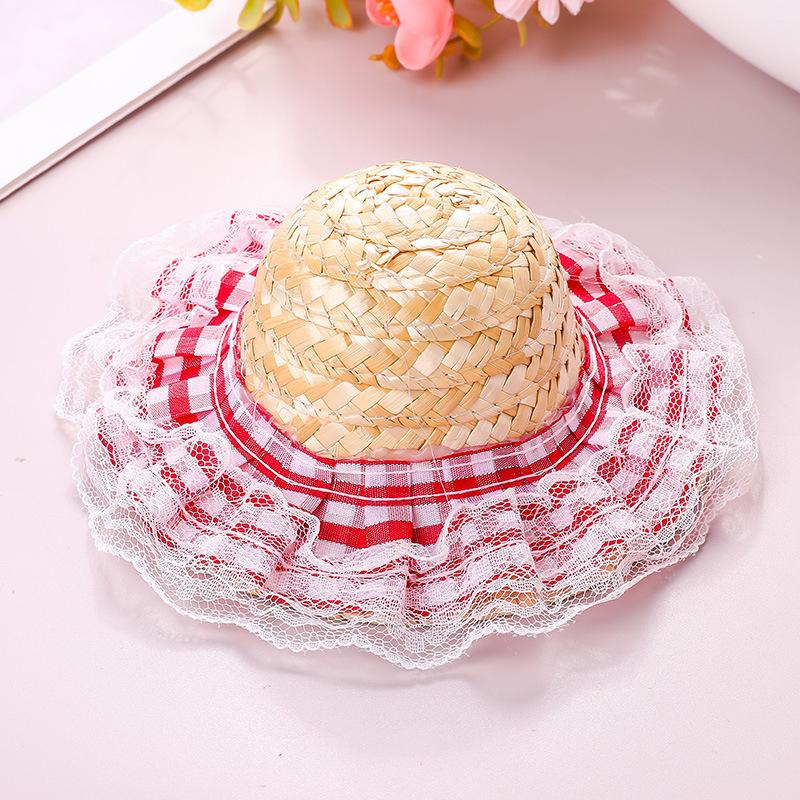 Popular Korean Straw Hat Foreign Style Farmer Hat Sun Hats Pet Cat Funny Retro Cute Bow Fashion Pet Products