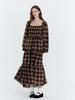 Fabric Seoul Check Smocking Frill Cancan Dress