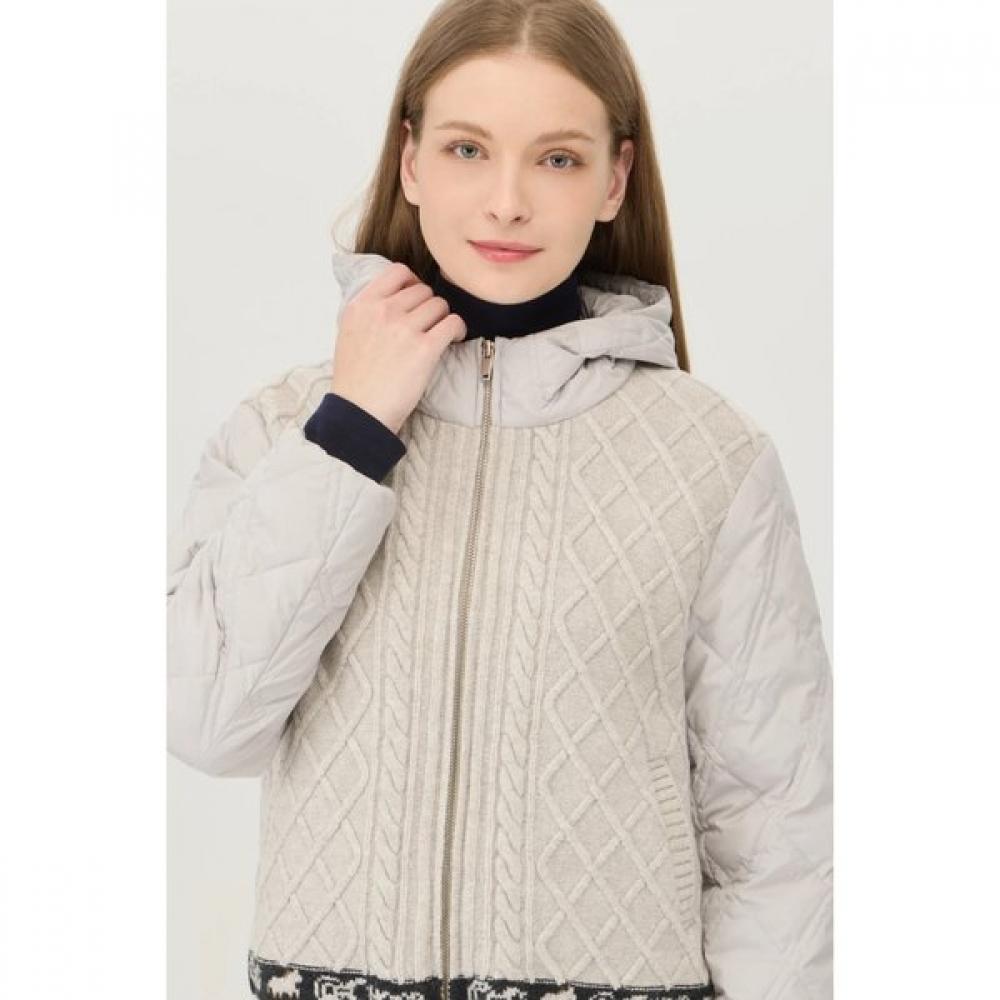 Cable Knit Block Goose Down Jumper Bapd61561