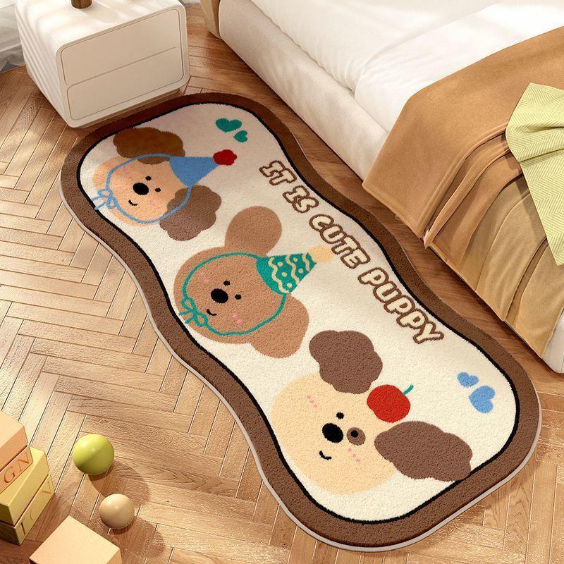 Faux Cashmere Rugs Christmas Decoration Rug Cartoon Dog Bedroom Carpet Rugs Imitation Cashmere Floor Mats Soft Non-slip Bath mat
