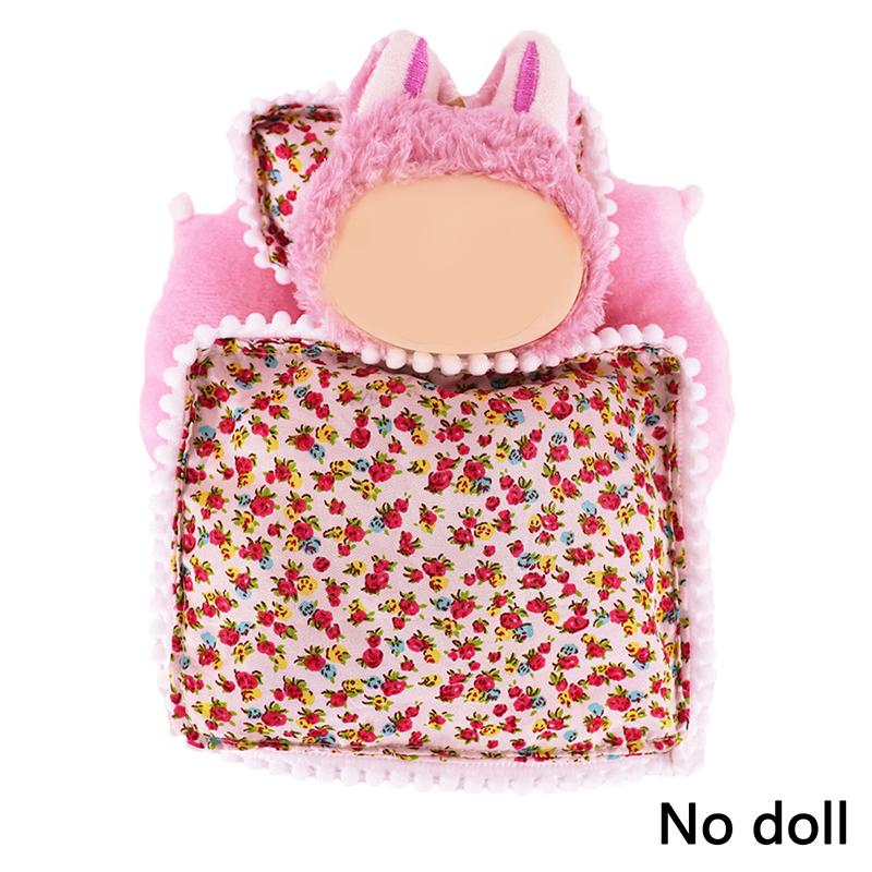 Yatak Takımı 3 Parça Set Yastık+Yastık+Battaniye 17Cm Vinil Labubu Bebek için Uyku Tulumu Bebekler Hariç Bebek Aksesuarları