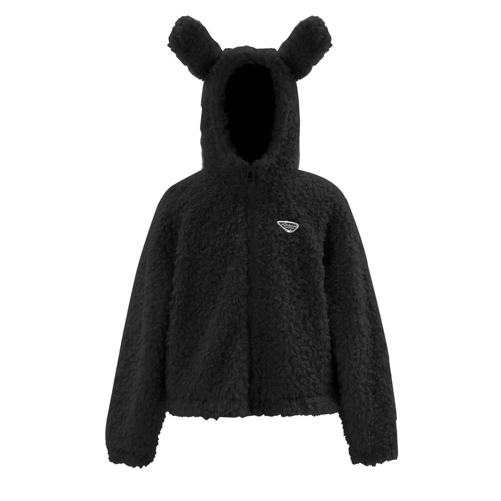 Guochao American rabbit ear plush hooded jacket men's and women's autumn and winter thickened couple's top cotton-padded sweater